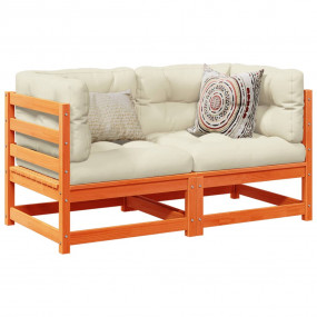 Garden Sofa Set Wax Brown Solid Pine Wood Medium Modula...