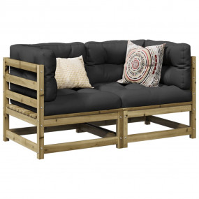 Garden Sofa Set Anthracite Treated Pinewood 2 Piece Sof...