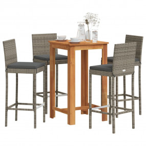 Garden Bar Set Grey Solid Acacia Wood Medium Removable ...