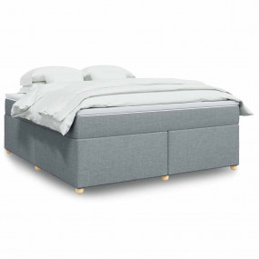 Box Spring Bed Light Grey Polyester California King