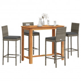 Garden Bar Set Grey Solid Acacia wood Five-Piece Durabl...