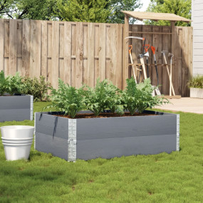 Garden Planter Grey Solid pine wood, Galvanized metal L...