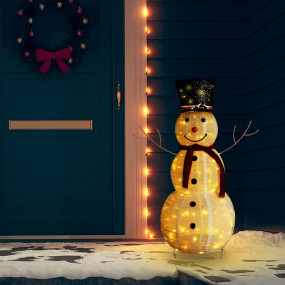 Snowman Figure White Fabric Large Decorative Inlays