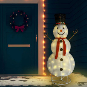 Snowman Figure White Fabric Large Christmas Snowman Fig...
