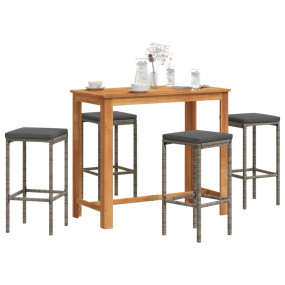Garden Bar Set Gray Solid Acacia wood Standard Removabl...