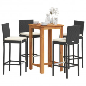 Garden Bar Set Black Solid Acacia Wood Standard Tough