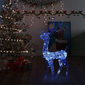 Reindeer Christmas Decoration Blue Acrylic Large