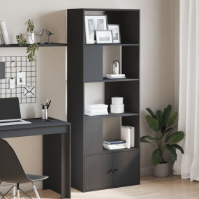 Bookcase Black Engineered wood Tall Bookcase Rectangula...