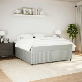Box Spring Bed Light Grey, White