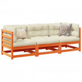 Garden Sofa Set Wax Brown Solid Pine Wood Medium Modula...