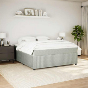 Box Spring Bed Light Grey Velvet King Adjustable Feet