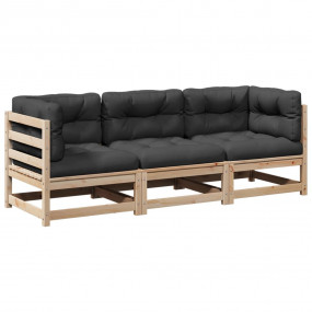 Patio Sofa Set Anthracite, Natural wood