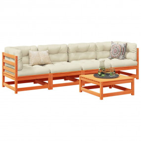 Garden Sofa Set Wax brown Solid pine wood, Oxford fabri...