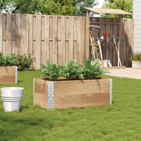 Garden Planter Natural Wood Solid Pine Wood Medium  Fol...