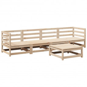 Garden Sofa Set Natural Wood Solid Pine Wood Large