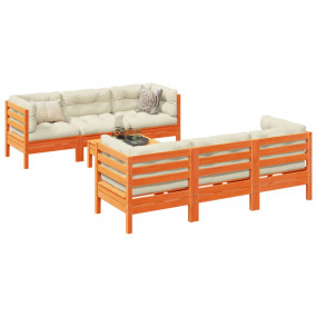 Garden Sofa Set Wax brown, Cream Solid pine wood, Oxfor...