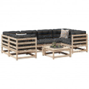 Garden Sofa Set Natural Wood Solid Pine wood Large Modu...
