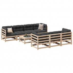 Garden Sofa Set Natural wood Solid pine wood Large Modu...