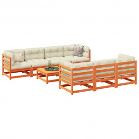 Garden Sofa Set Wax Brown Solid Pine Wood Large Modular