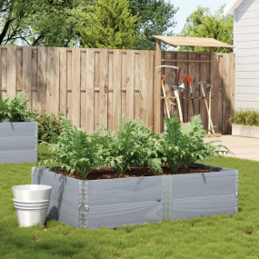 Garden Planter Grey Solid pine wood with galvanized met...