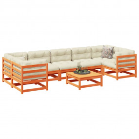 Garden Sofa Set Wax Brown Solid Pine Wood Large Modular