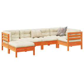 Garden Sofa Set Wax brown, Cream Solid pine wood Large ...