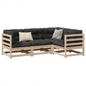 Garden Sofa Set Natural Pine Solid Pine Wood Large Modu...