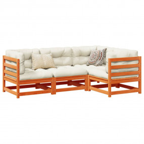 Garden Sofa Set Wax Brown Solid Pine Wood Large Modular