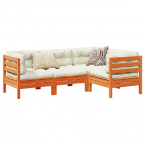 Garden Sofa Set Wax Brown Solid Pine Wood Medium Modula...