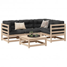 Patio Sofa Set Anthracite Solid pine wood 5 Piece Modul...