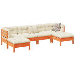 Garden Sofa Set Wax Brown Solid Pine Wood Large Modular