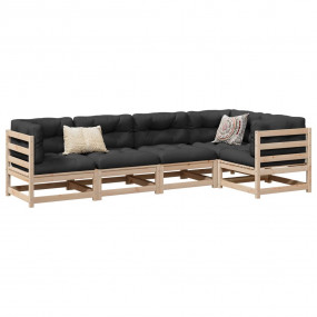 Garden Sofa Set Natural wood Solid pine wood 5 Piece Se...