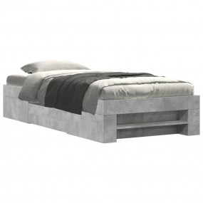 Bed Frame Concrete grey Engineered wood Twin Storage Be...