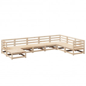 Garden Sofa Set Natural wood Solid pine wood Large Modu...