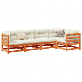 Garden Sofa Set Wax brown Solid pine wood 5 Piece Set M...