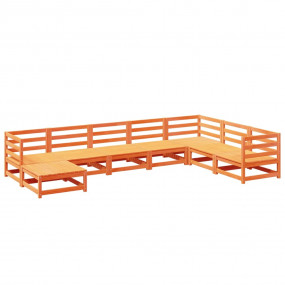 Garden Sofa Set Wax brown Solid pine wood Large Modular