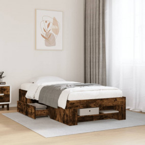 Bed Frame Smoked Oak Engineered wood Twin Bed Frame Rec...