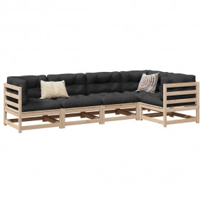 Patio Sofa Set Anthracite Solid pine wood, Oxford fabri...