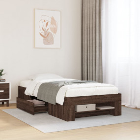 Bed Frame Brown Oak Engineered Wood