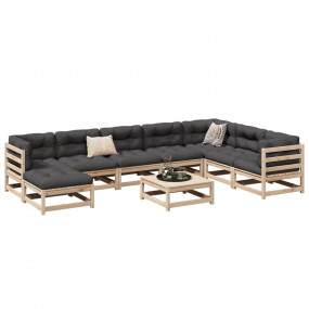 Garden Sofa Set Natural wood Solid pine wood Large Modu...