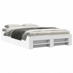 Bed Frame White Engineered Wood Full Size Mattress Bed ...