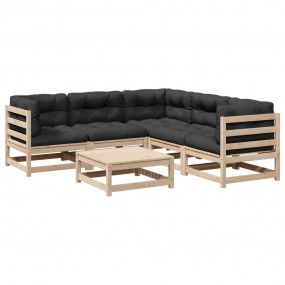 Patio Sofa Set Anthracite Solid pine wood 6 Piece Modul...