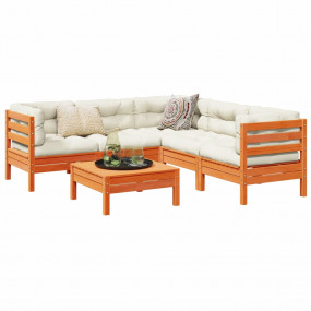 Garden Sofa Set Wax brown Solid pine wood, Oxford fabri...