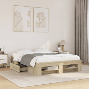 Bed Frame Sonoma Oak Engineered wood Double Bed Frame