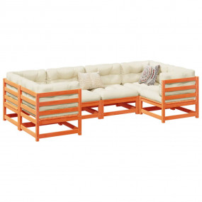 Garden Sofa Set Wax brown Solid pine wood 6 Piece