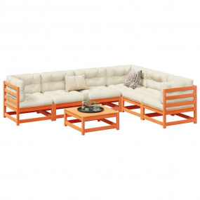 Garden Sofa Set Wax Brown Solid Pine Wood 7 Piece Modul...