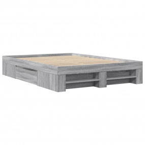 Bed Frame Rectangular Modern Engineered Wood Bed Grey B...