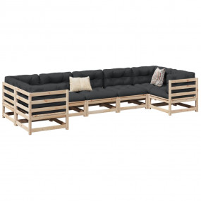 Garden Sofa Set Natural Wood Solid Pine Wood Large Modu...