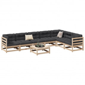 Garden Sofa Set Natural wood Solid pine wood Large Modu...