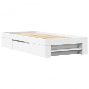 Bed Frame White Engineered Wood 35.4 x 74.8 in Twin Bed...